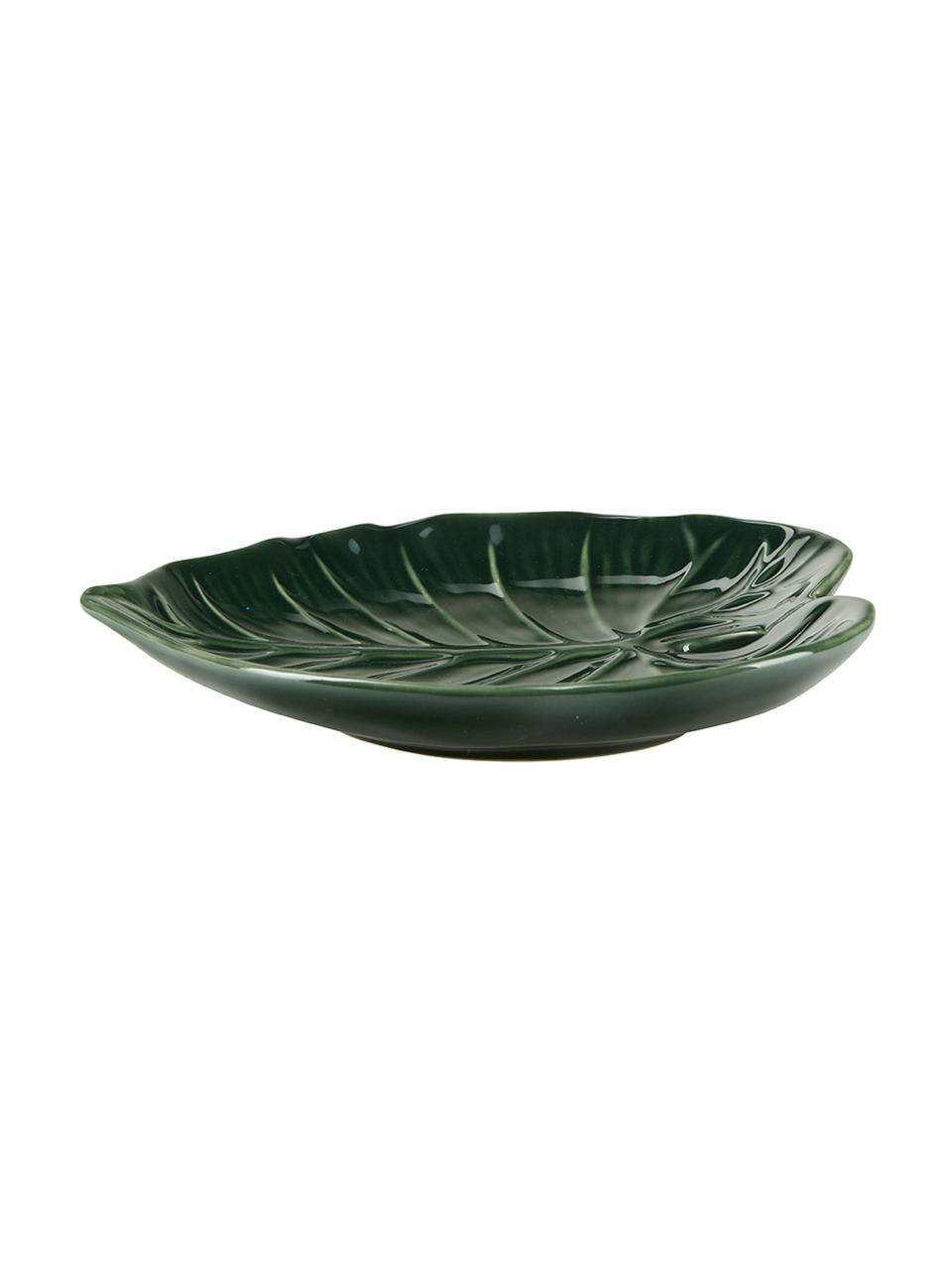 Fuente de porcelan Leaf, Porcelana, Verde, L 25 x An 20 cm