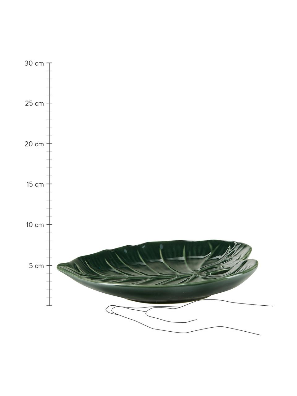 Porzellan-Servierschale Leaf in Grün, L 25 x B 20 cm, Porzellan, Grün, L 25 x B 20 cm