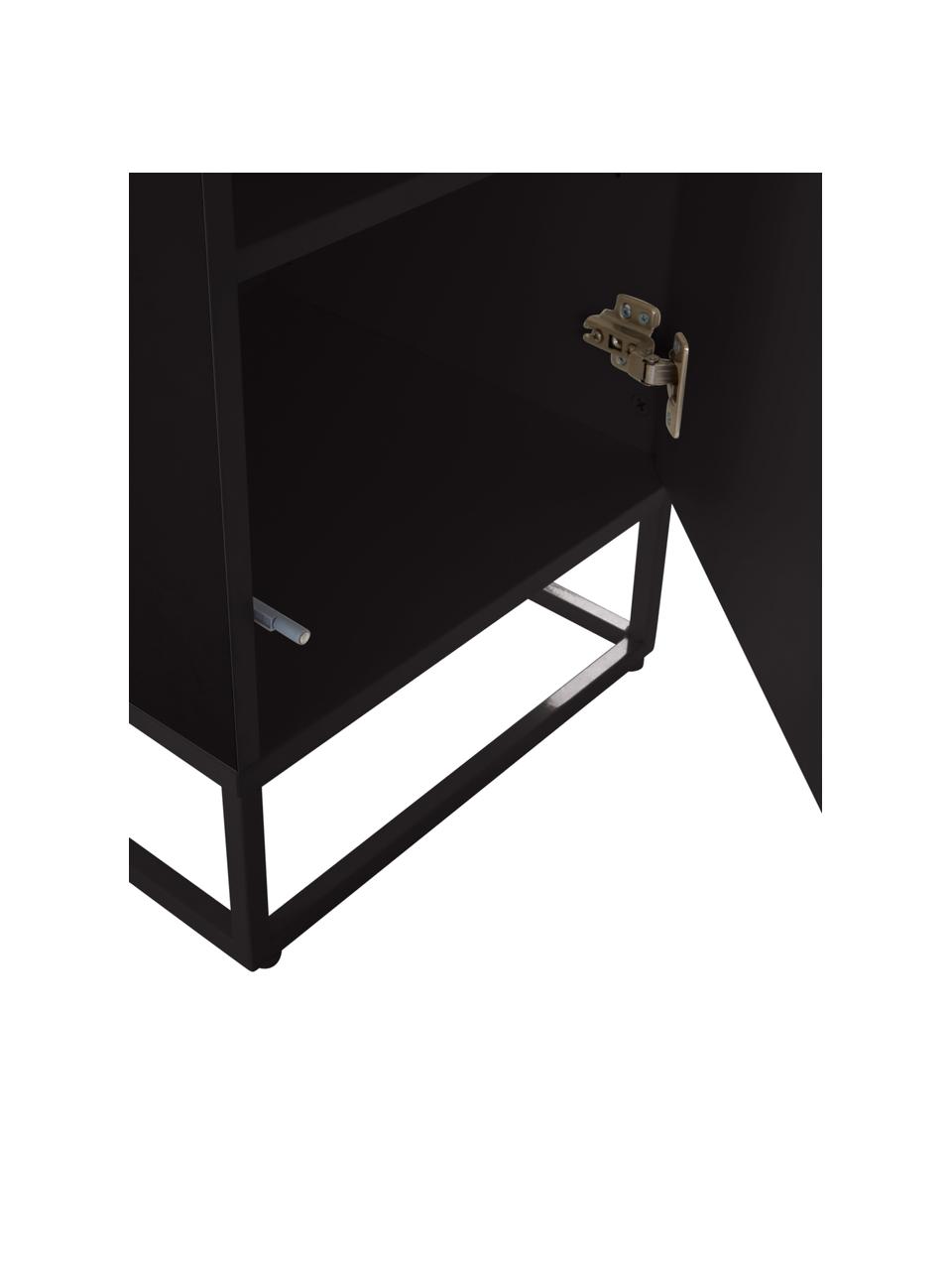 Comodino in legno con anta Lyckeby, Piedini: ferro rivestito, Legno, laccato nero, Larg. 40 x Alt. 65 cm
