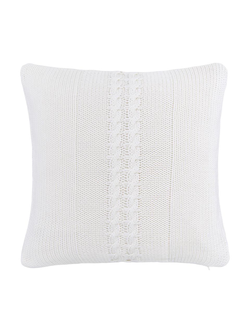 Federa arredo in cotone fatta a maglia Lucas, 100% cotone, Bianco crema, Larg. 40 x Lung. 40 cm