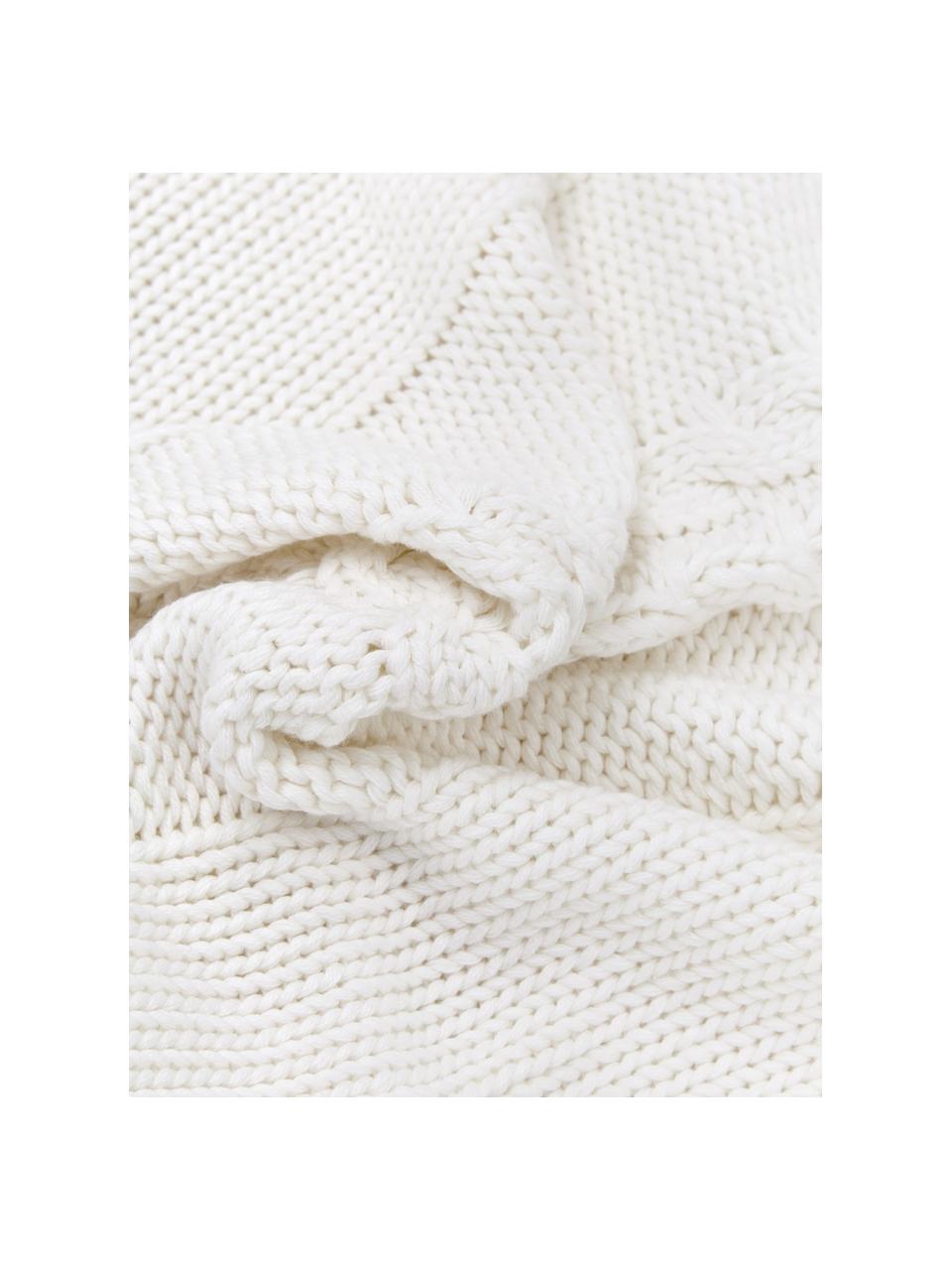 Federa arredo in cotone fatta a maglia Lucas, 100% cotone, Bianco crema, Larg. 40 x Lung. 40 cm