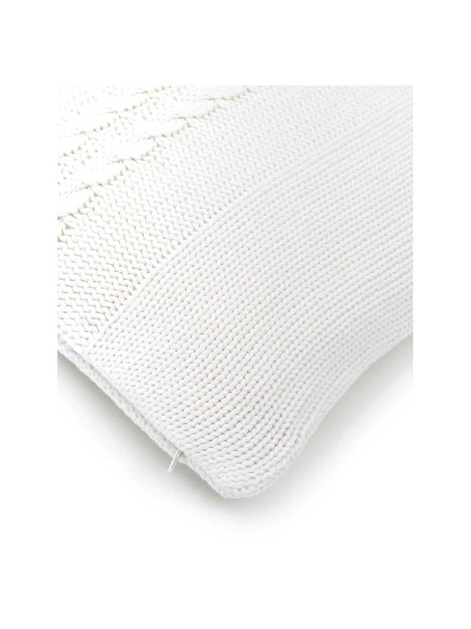 Federa arredo in cotone fatta a maglia Lucas, 100% cotone, Bianco crema, Larg. 40 x Lung. 40 cm