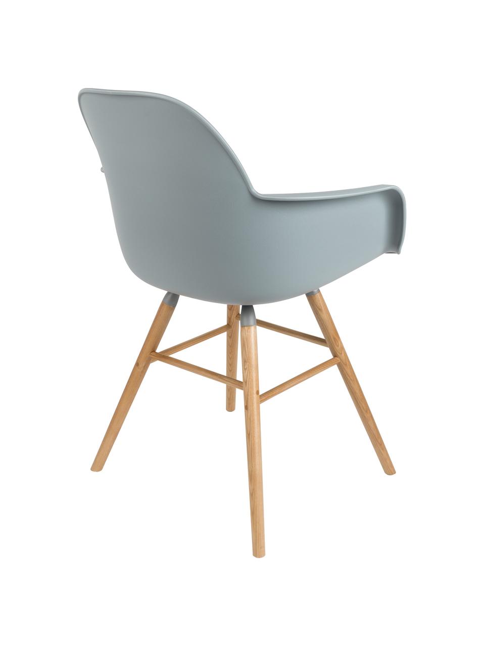 Silla con reposabrazos Albert Kuip, Asiento: 100% polipropileno, Patas: madera de fresno, Asiento: gris azulado Patas: madera de fresno, An 59 x Al 82 cm