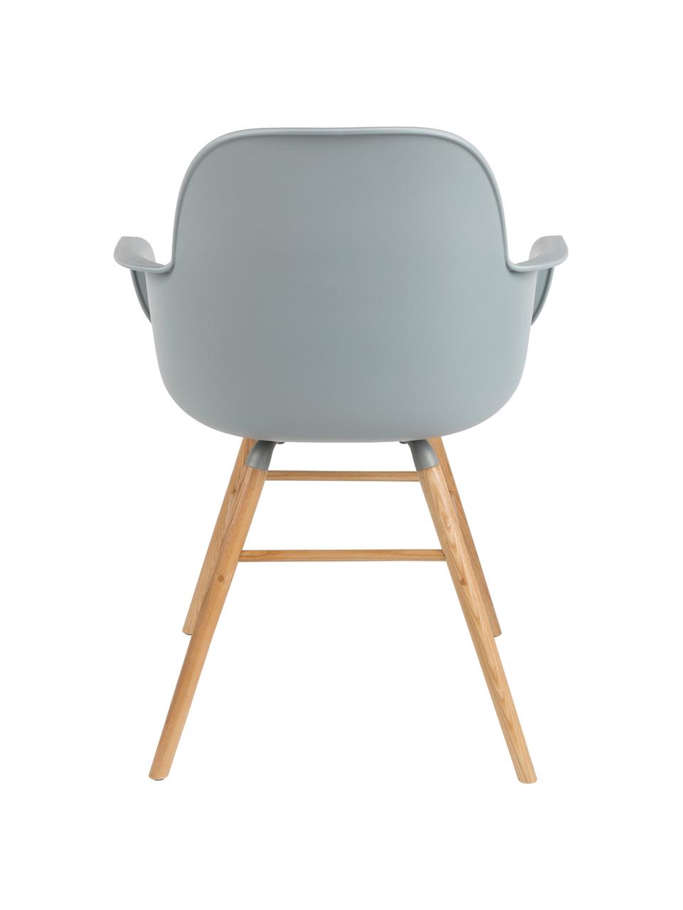 Krzesło z podłokietnikami Albert Kuip, Nogi: drewno jesionowe, Siedzisko: szaroniebieski Nogi: drewno dębowe, S 59 x W 82 cm