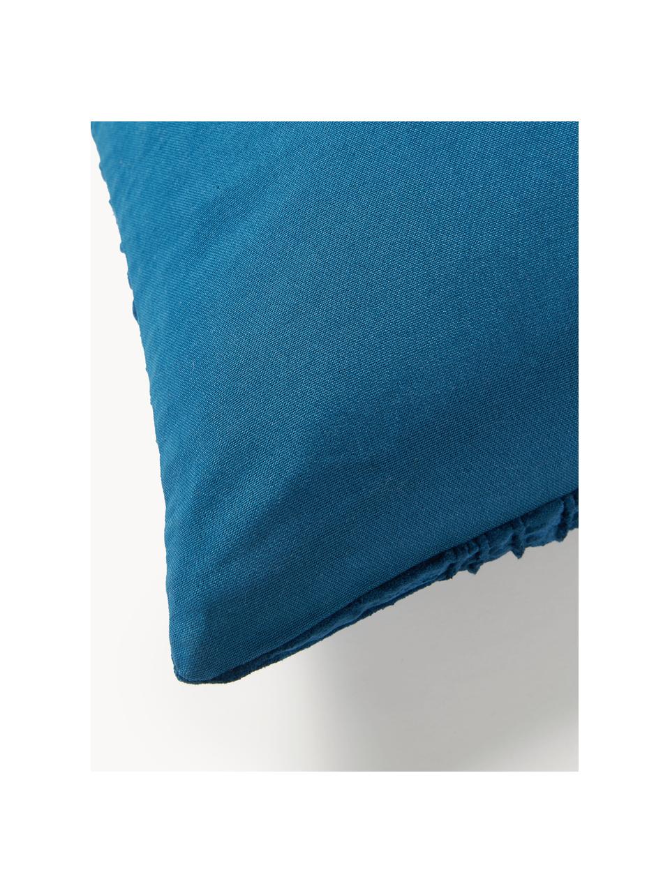 Copricuscino in velluto strutturato Nisha, Retro: 100% cotone, Blu scuro, Larg. 50 x Lung. 50 cm