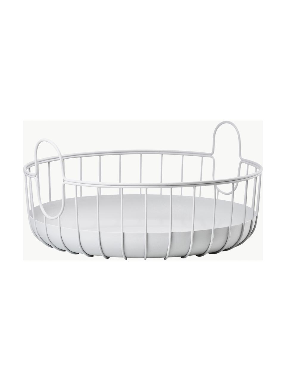 Panier de rangement Ina, Acier, revêtement par poudre, Blanc, Ø 38 x haut. 18 cm