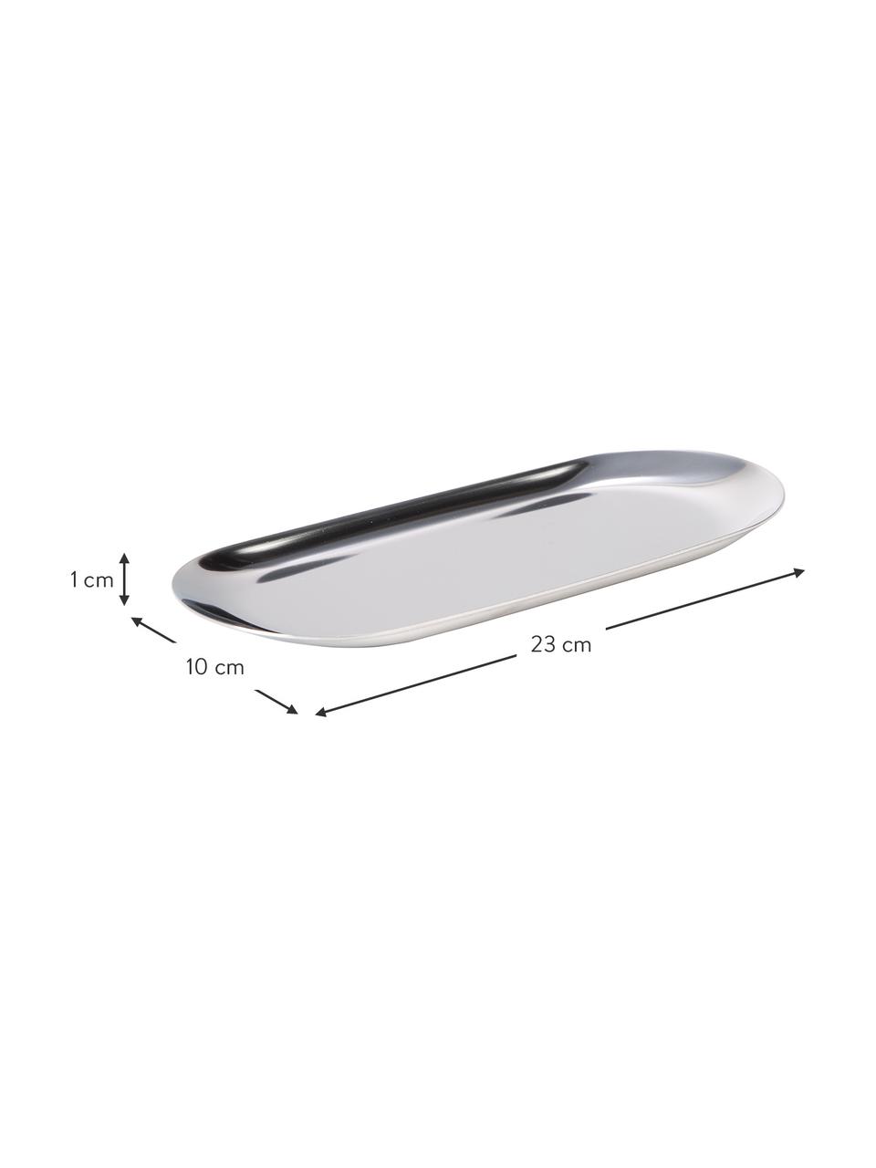 Decoratief dienblad Samu, Edelstaal, Zilverkleurig, B 10 x L 23 cm