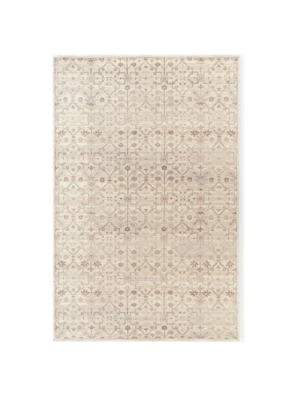 Tappeto a pelo corto tessuto a mano con ornamenti Rosalie, 100% lana, Tonalità beige, Larg. 120 x Lung. 180 cm (taglia S)