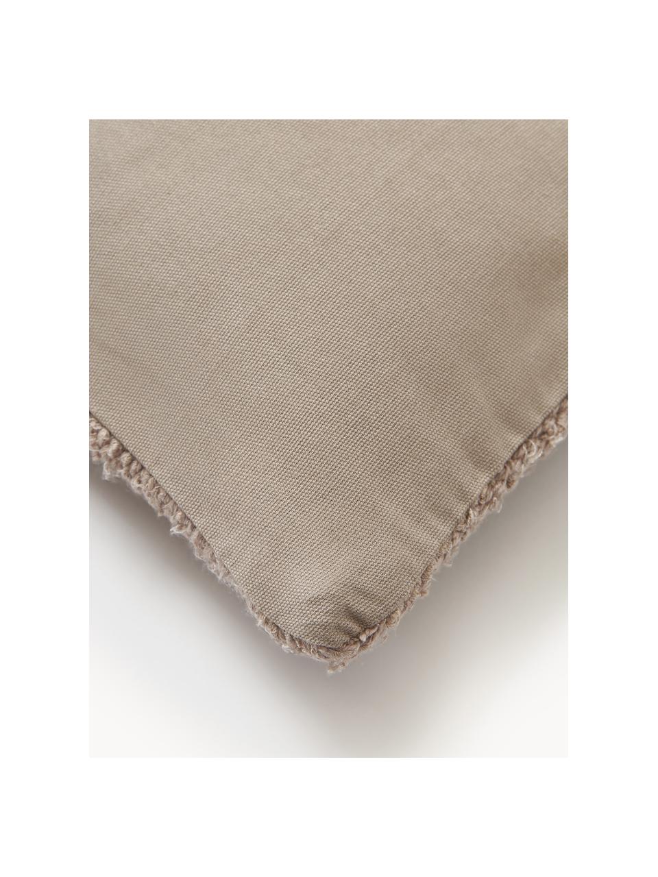 Kissenhülle Rowan aus Seide, Vorderseite: 73 % Seide, 27 % Baumwoll, Rückseite: 100 % Baumwolle, Taupe, B 45 x L 45 cm