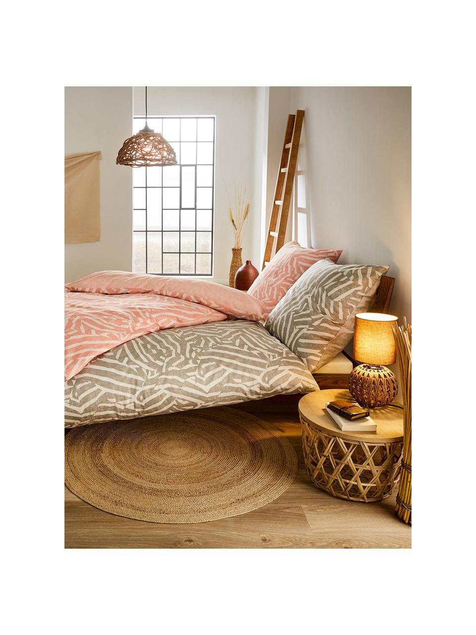 Vzorovaná posteľná bielizeň z bavlneného saténu Adria, Lososová, biela