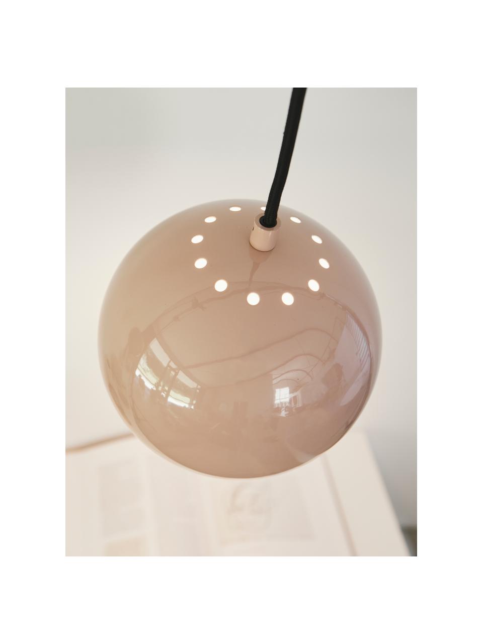 Kleine bolvormige hanglamp  Ball in nudekleur, Lampenkap: gecoat metaal, Baldakijn: gecoat metaal, Nudekleurig, zwart, wit, Ø 18 x H 16 cm