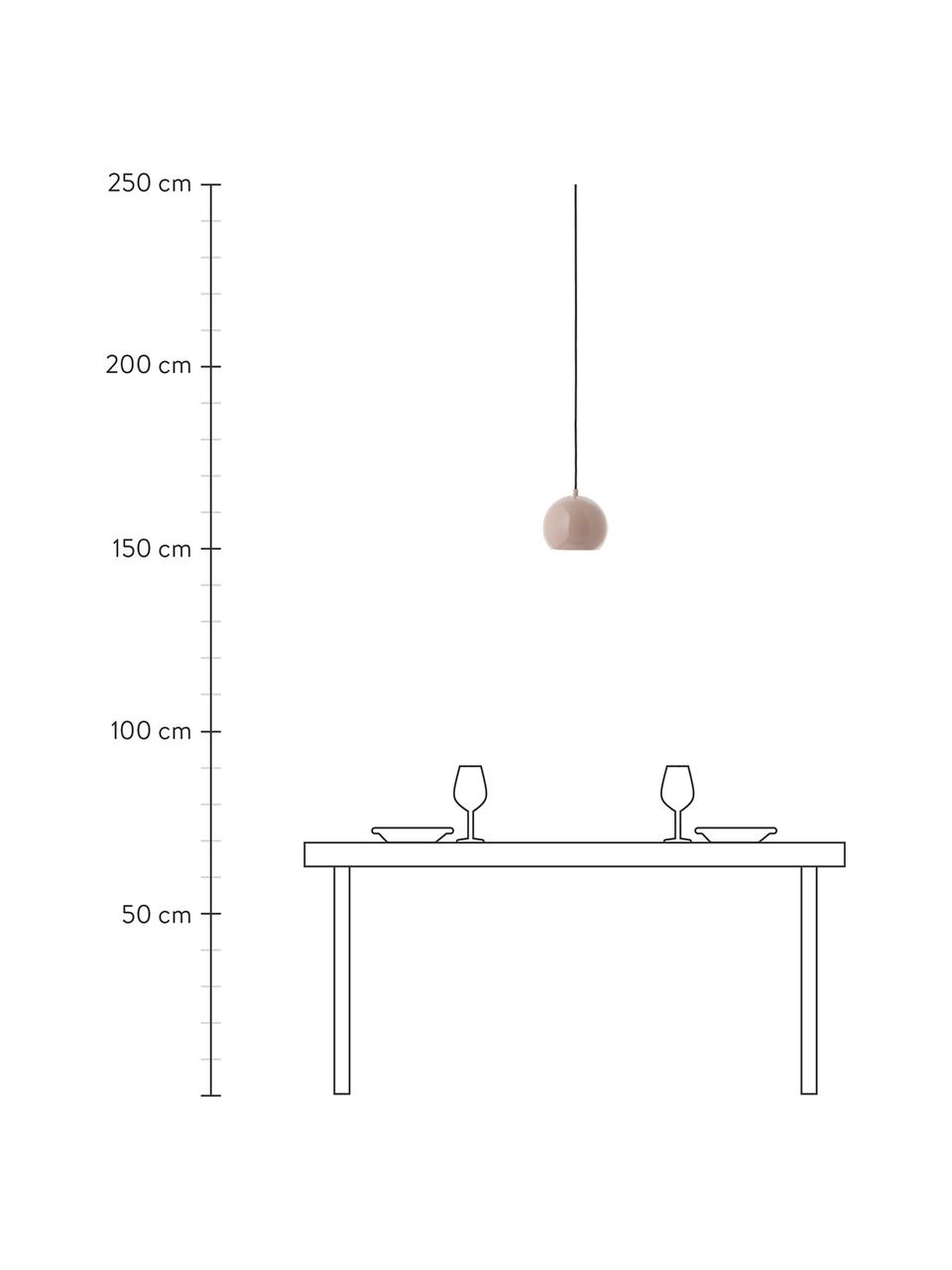 Kleine Kugel-Pendelleuchte Ball in Nudefarben, Lampenschirm: Metall, beschichtet, Baldachin: Metall, beschichtet, Nudefarben, Schwarz, Weiß, Ø 18 x H 16 cm