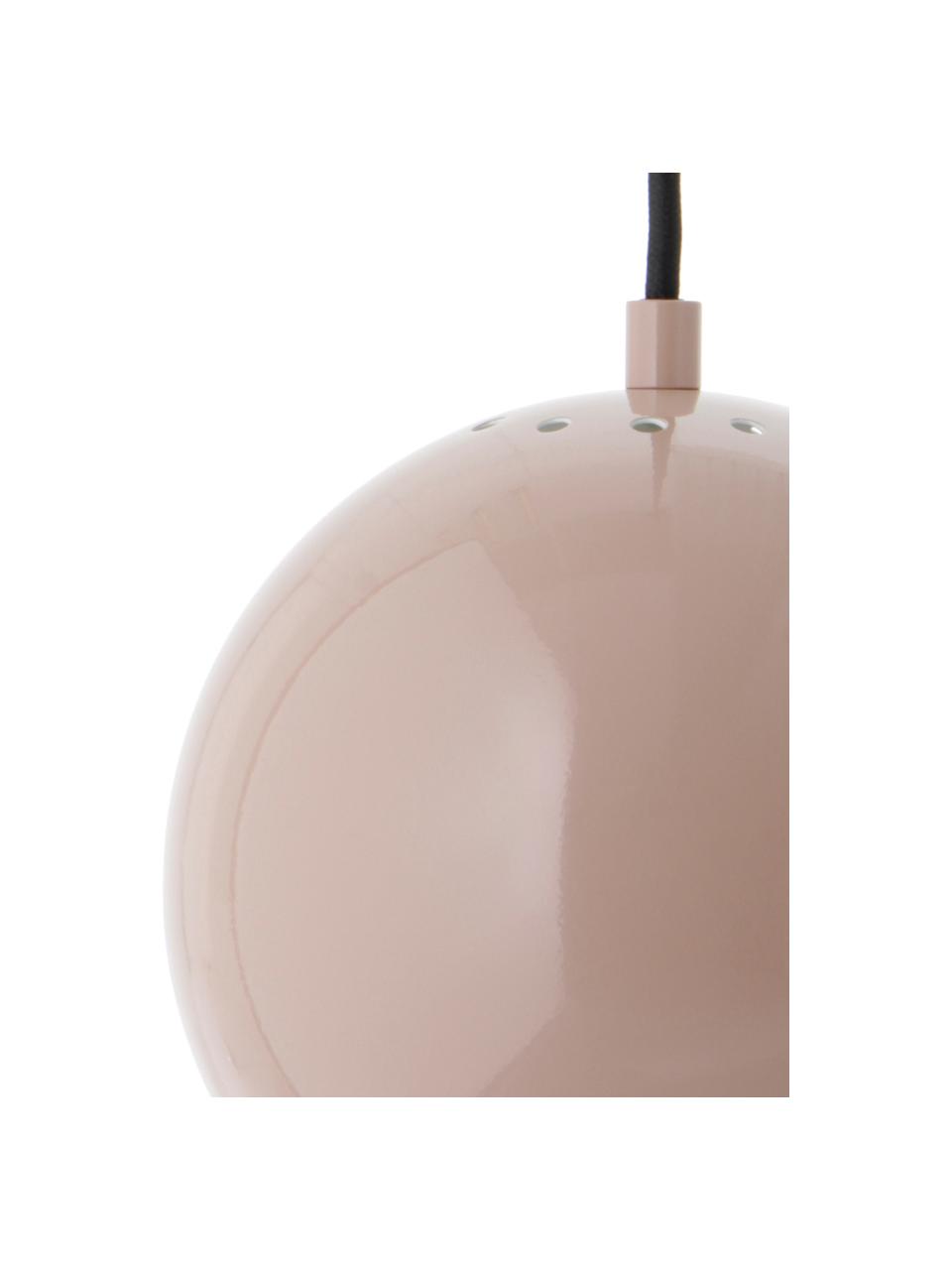 Kleine bolvormige hanglamp  Ball in nudekleur, Lampenkap: gecoat metaal, Baldakijn: gecoat metaal, Nudekleurig, zwart, wit, Ø 18 x H 16 cm