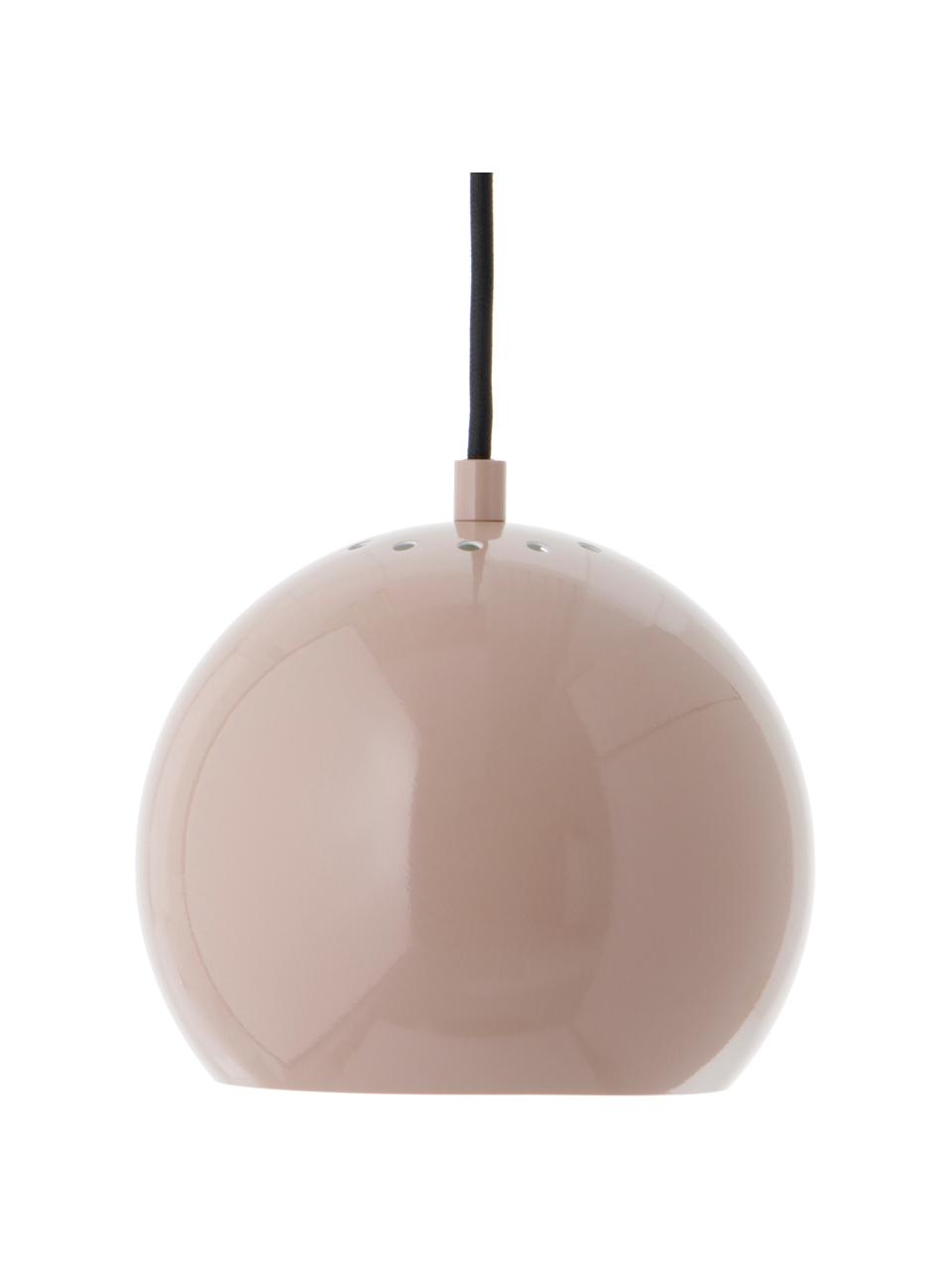 Kleine bolvormige hanglamp  Ball in nudekleur, Lampenkap: gecoat metaal, Baldakijn: gecoat metaal, Nudekleurig, zwart, wit, Ø 18 x H 16 cm