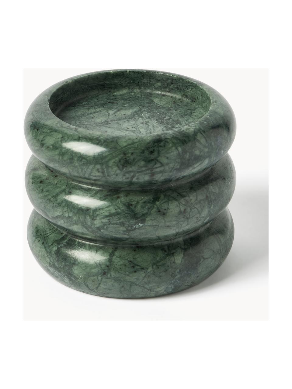 Set de portavelas de mármol Orta, 2 uds., Mármol, Mármol verde oscuro, Set de diferentes tamaños