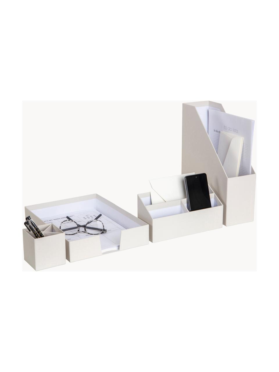 Set di 4 organizer da ufficio Hugo, Cartone rigido, Bianco latte, Set in varie misure