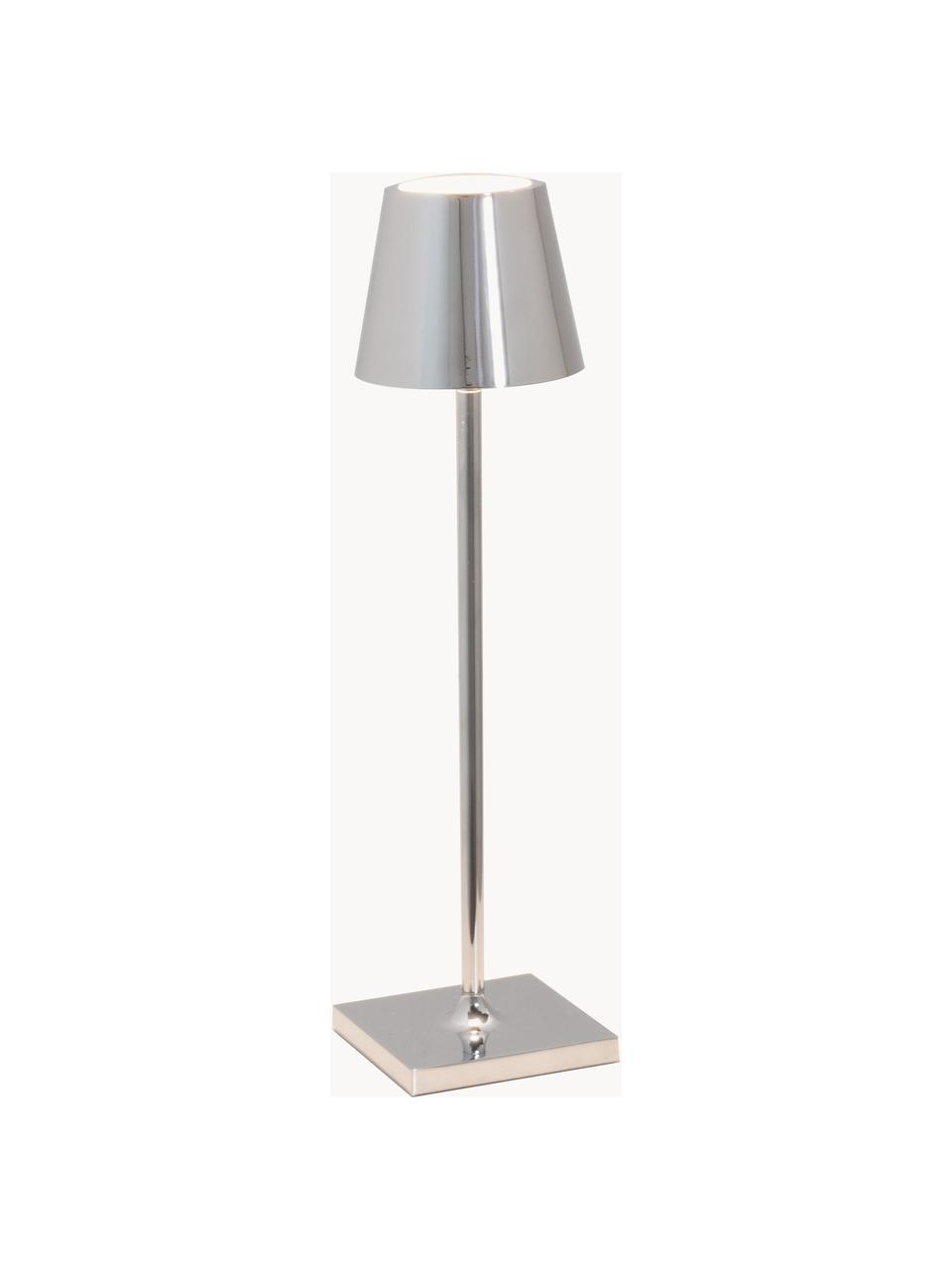 Prenosná stolová LED lampa Poldina, Odtiene striebornej, lesklá, Ø 11 x V 38 cm