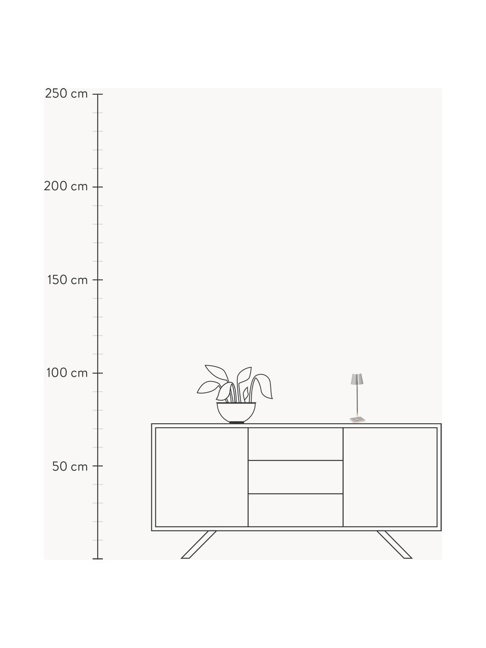 Lampada da tavolo portatile a LED con luce regolabile Poldina, Lampada: alluminio rivestito, Argentato lucido, Ø 11 x Alt. 38 cm