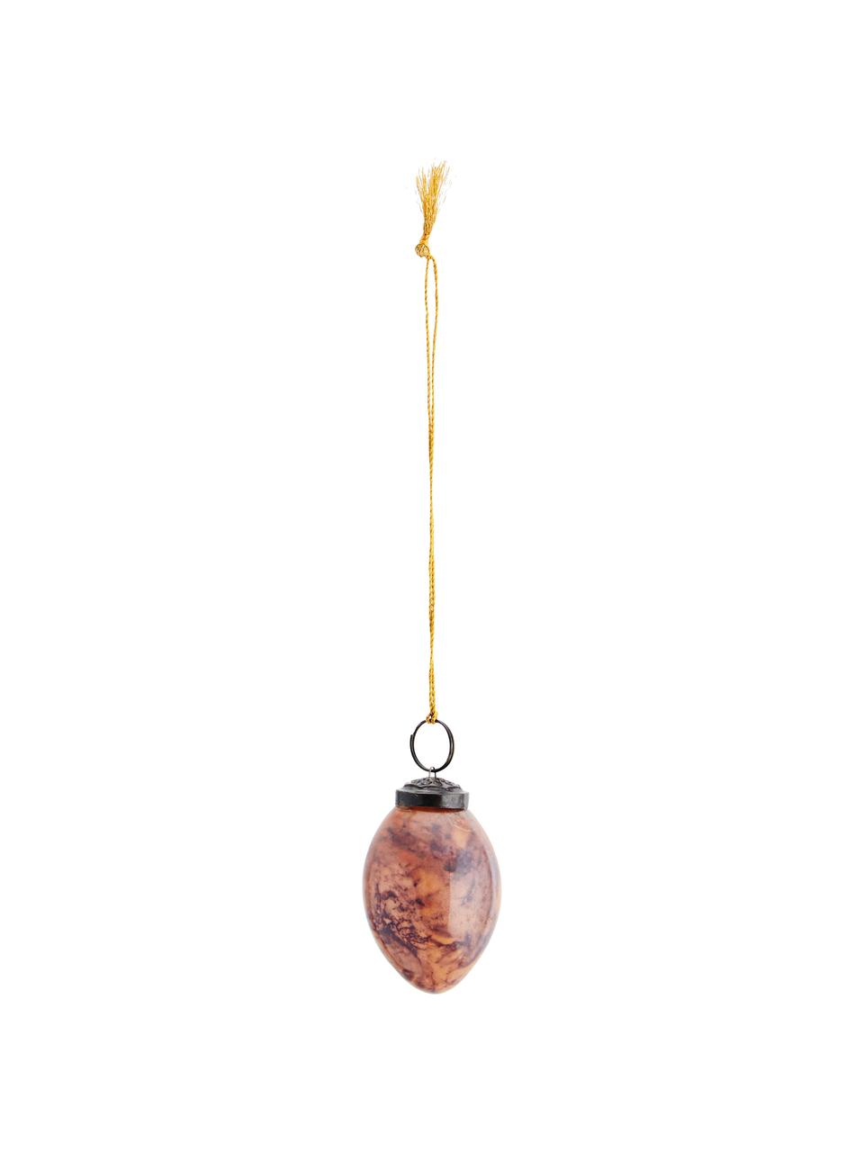 Ciondolo decorativo fatto a mano in vetro Ostereier 3 pz, Cinturino: nylon, Arancione, nero, dorato, Ø 3 x Alt. 5 cm