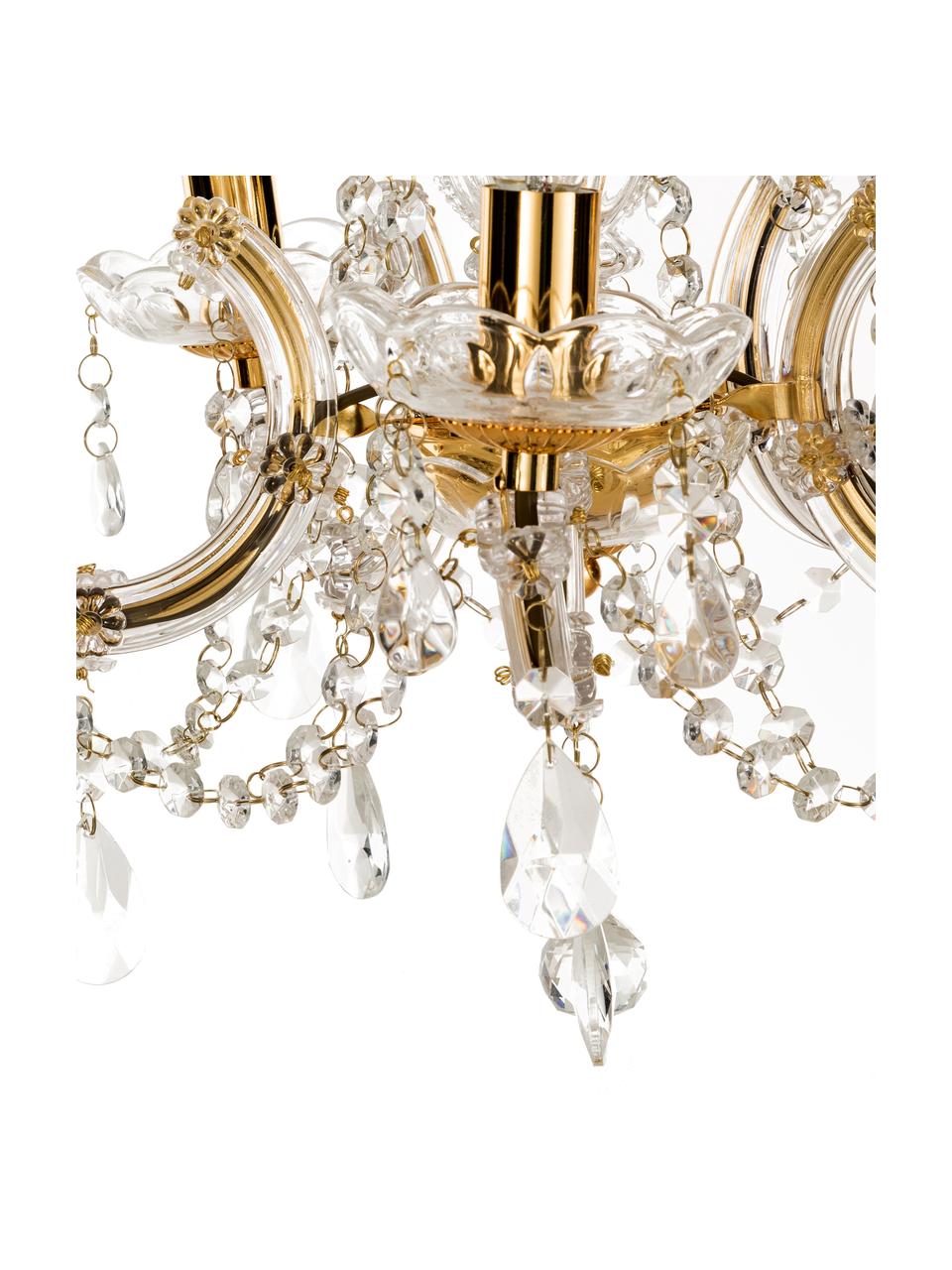 Lampadario Marie Therese, Struttura: acrilico, metallo, Baldacchino: metallo, Dorato, trasparente, Ø 48 x Alt. 42 cm