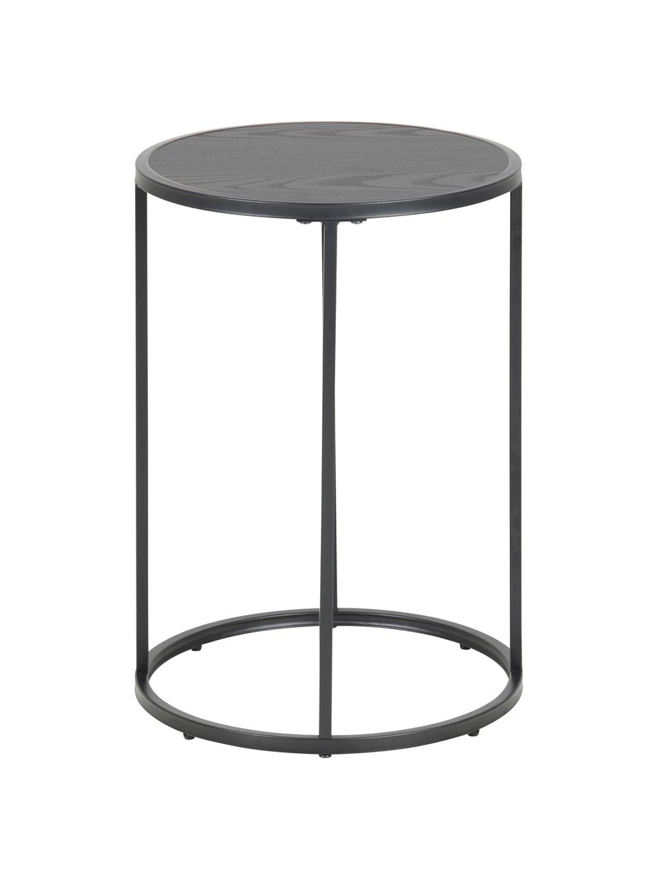 Tavolino rotondo Seaford, Piano d'appoggio: pannello MDF (fibra a med, Gambe: metallo verniciato a polv, Nero, Ø 40 x Alt. 55 cm