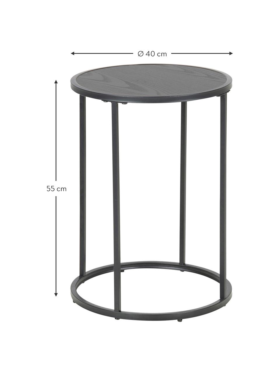 Okrągły stolik pomocniczy Seaford, Blat: płyta pilśniowa średniej , Nogi: metal malowany proszkowo, Czarny, Ø 40 x W 55 cm