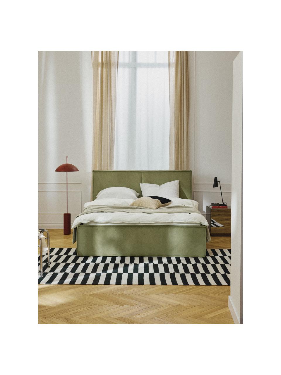 Cord-Polsterbett Dream mit Stauraum, Bezug: Cord (92 % Polyester, 8 %, Korpus: Fichtenholz, Spanplatte, , Cord Olivgrün, B 140 x L 200 cm