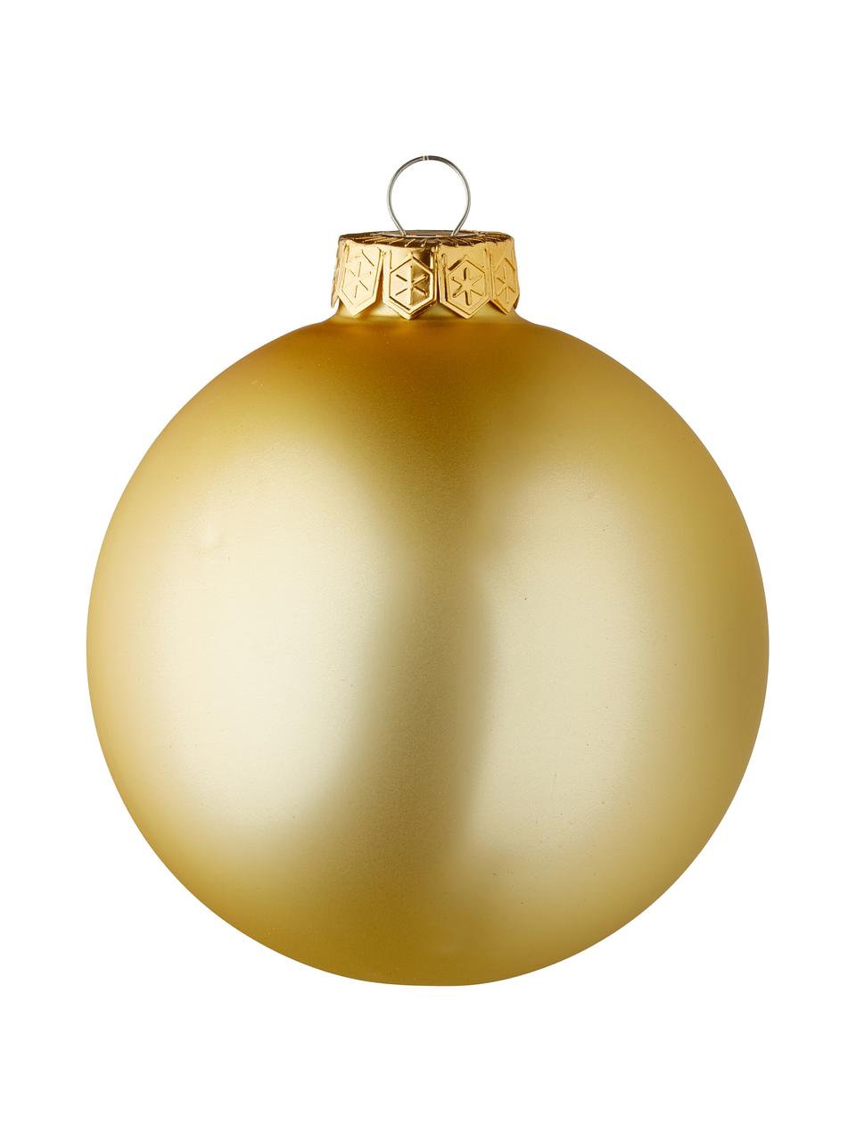 Kerstballenset Lorene Ø 10 cm, 4-delig, Goudkleurig, mat en glanzend, Ø 10 cm