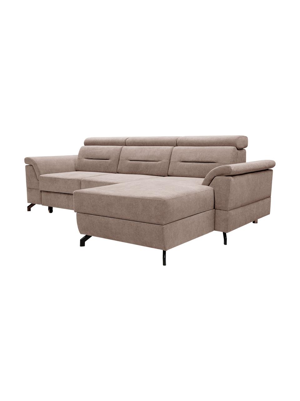 Sofá cama rinconero Missouri, con espacio de almacenamiento, Tapizado: 100% poliéster, Beige, An 259 x F 164 cm