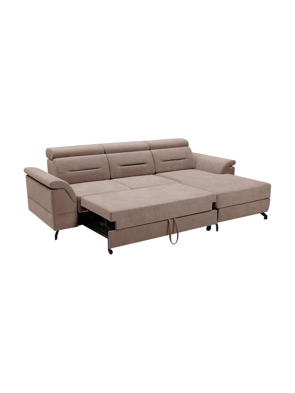 Sofá cama rinconero Missouri, con espacio de almacenamiento, Tapizado: 100% poliéster, Beige, An 259 x F 164 cm