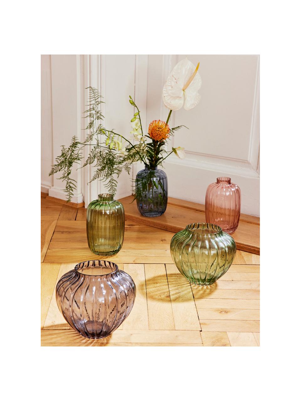 Glas-Vase Groove in Rosa, Glas, Rosa, Ø 13 x H 20 cm