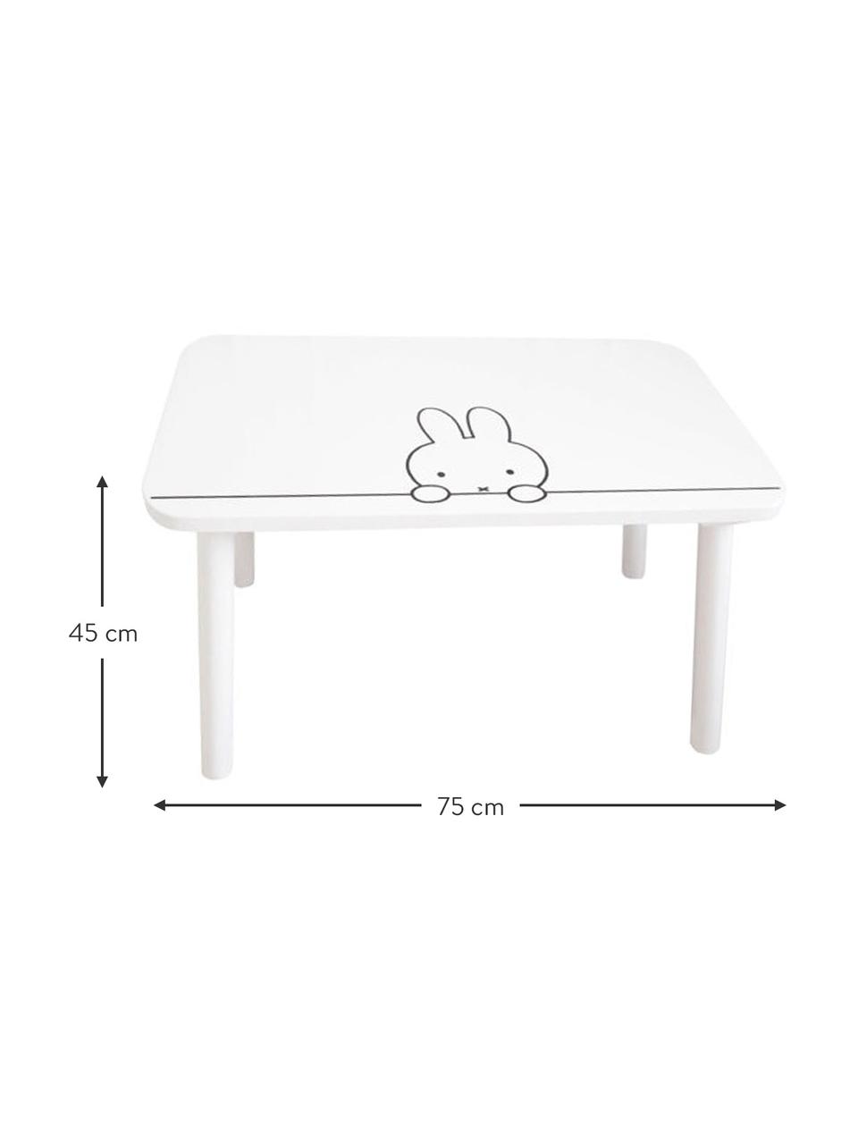 Holz-Kindertisch Miffy, Tischplatte: Mitteldichte Holzfaserpla, Beine: Kiefernholz, Weiss, Schwarz, B 75 x H 45 cm