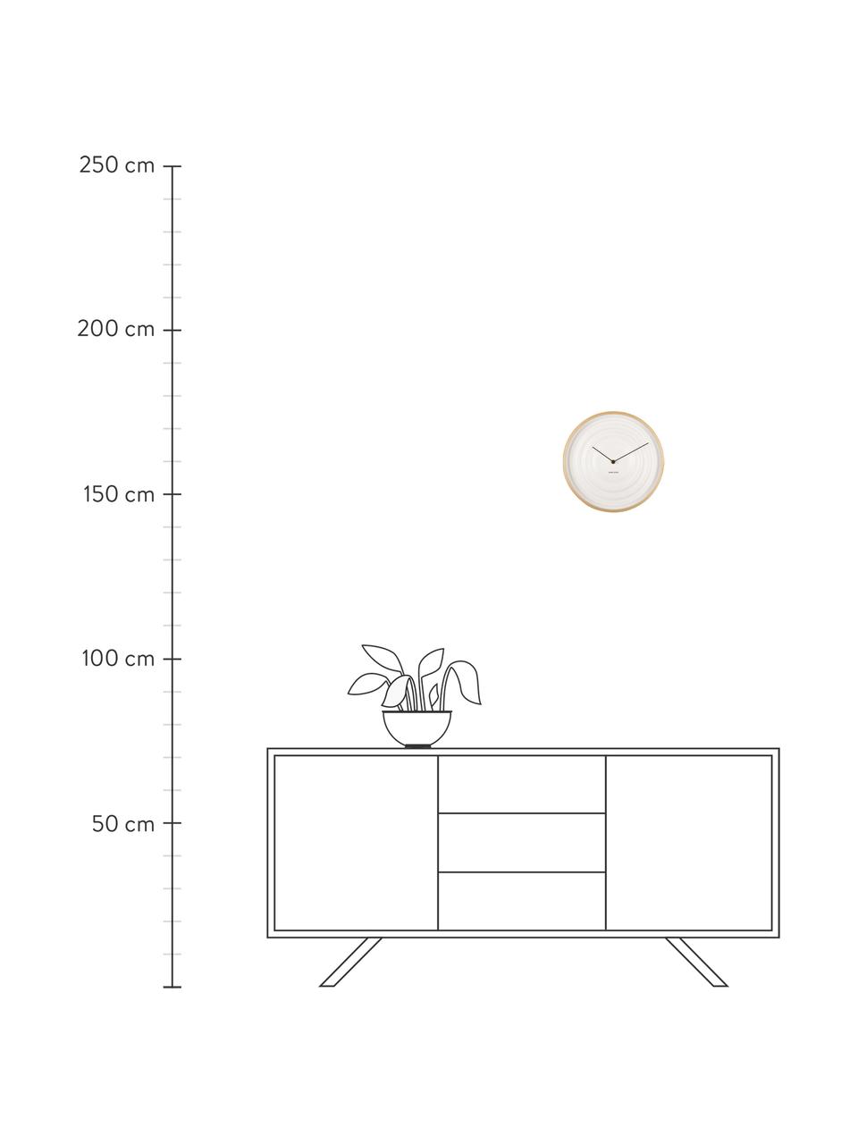 Wandklok Scandi Ribble in wit, Frame: multiplex, Wijzerplaat: kunststof, Beige, mat wit, Ø 31 cm