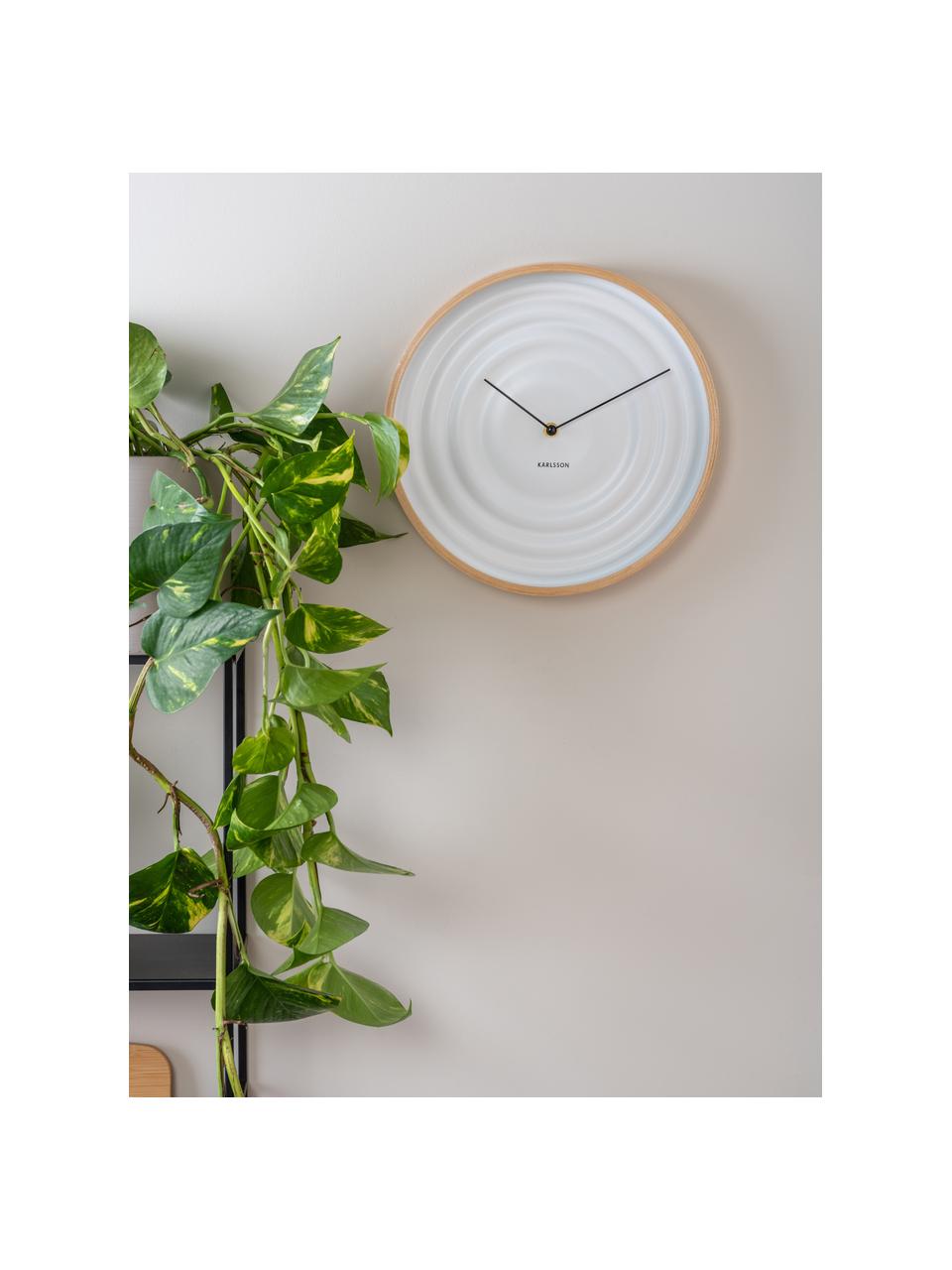 Orologio da parete bianco Scandi Ribble, Cornice: compensato, Quadrante: plastica, Beige, bianco, opaco, Ø 31 cm