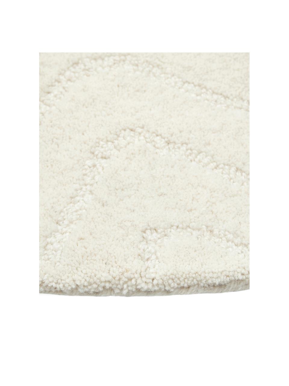 Kulatý ručně všívaný vlněný koberec Aaron, Krémově bílá, Ø 120 cm (velikost S)