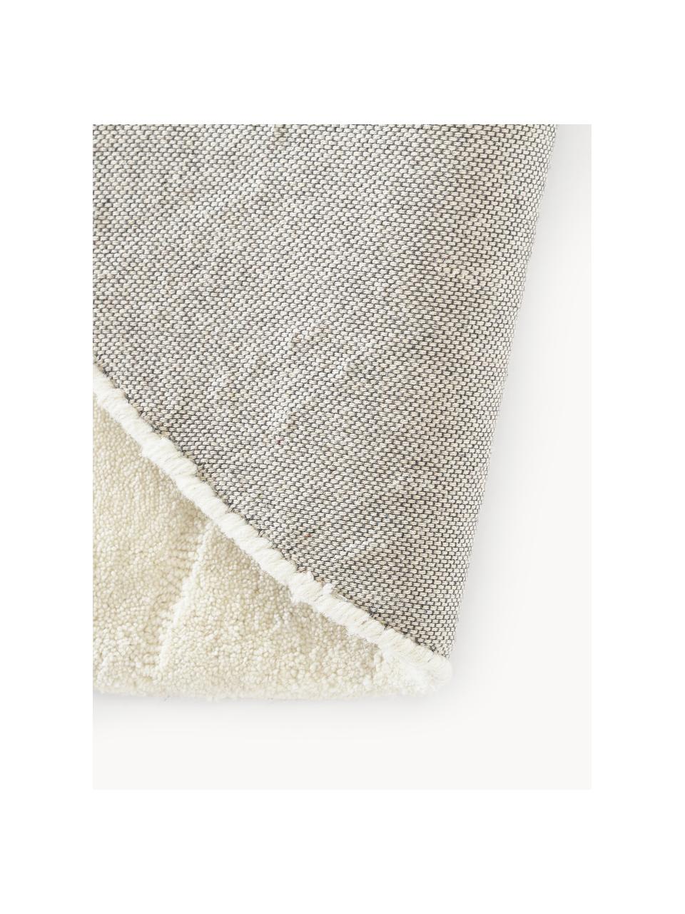 Alfombra redonda artesanal de lana Aaron, Parte superior: 100% lana, Reverso: 100% algodón Las alfombra, Blanco crema, Ø 150 cm (Tamaño M)