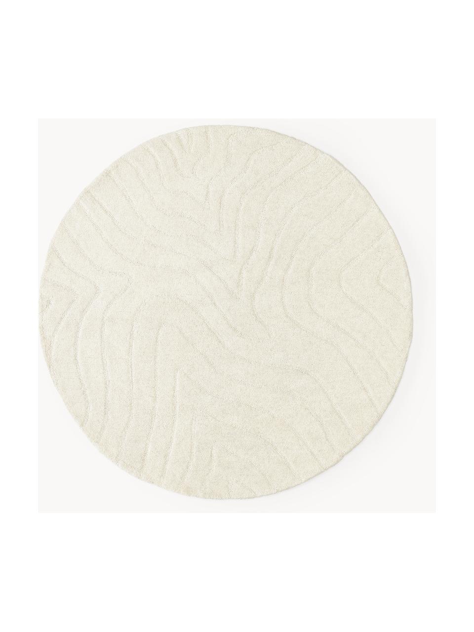 Tapis rond en laine tuftée main Aaron, Blanc crème, Ø 150 cm (taille M)