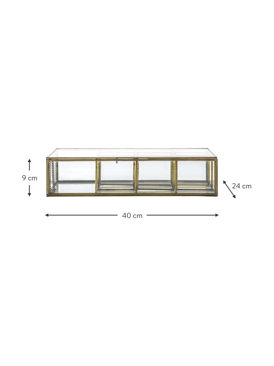 Handgemaakte juwelendoos Ola met 5 vakken, Frame: gecoat metaal, Messingkleurig, B 40 x H 9 cm