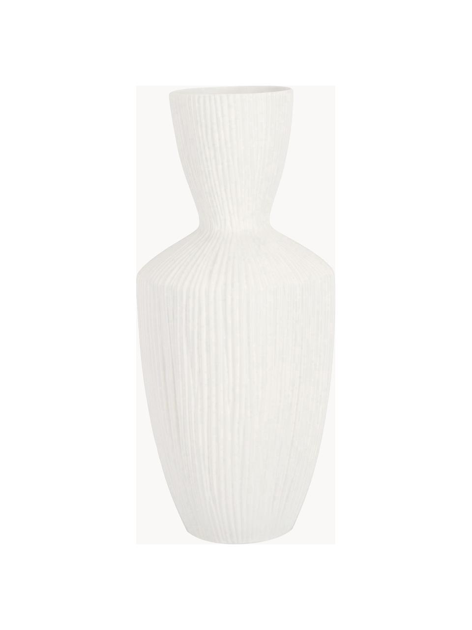 Keramik-Vase Striped, H 47 cm, Keramik, Weiss, Ø 21 x H 47 cm
