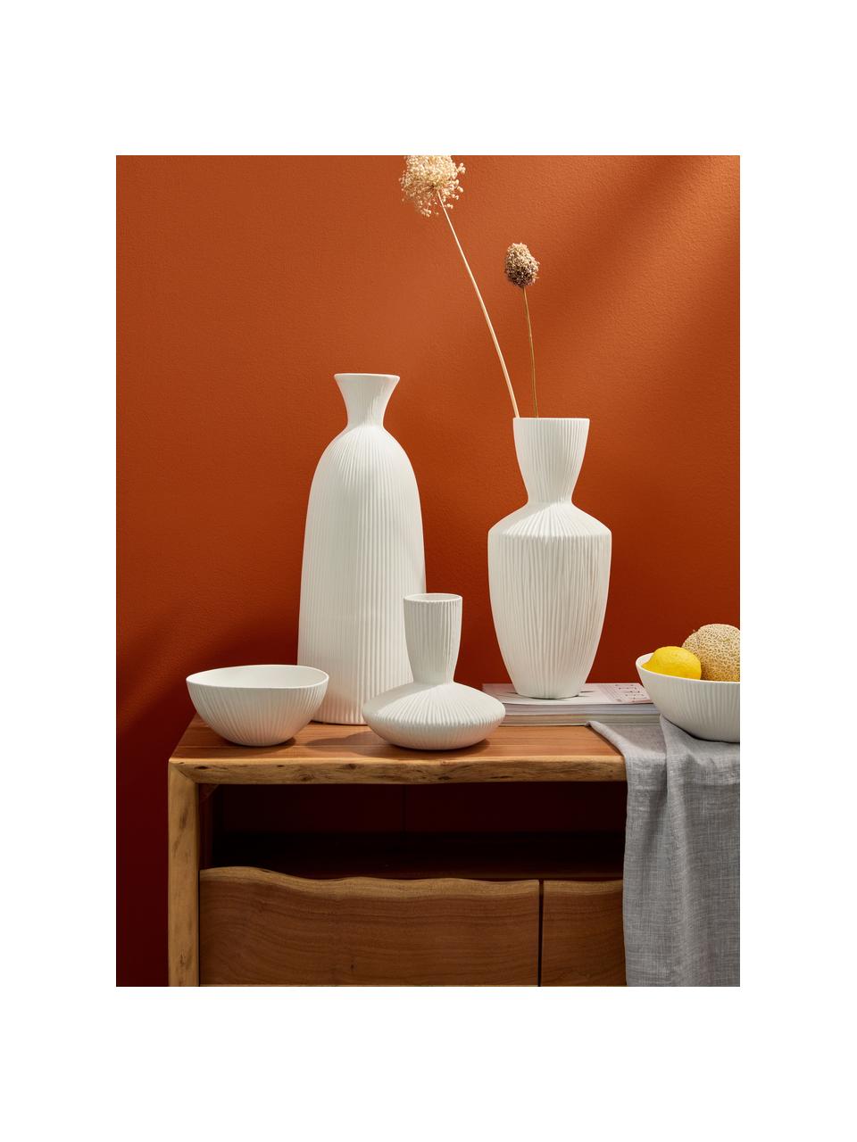 Keramik-Vase Striped, H 47 cm, Keramik, Weiss, Ø 21 x H 47 cm
