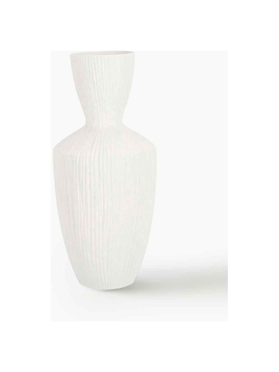 Keramik-Vase Striped, H 47 cm, Keramik, Weiss, Ø 21 x H 47 cm