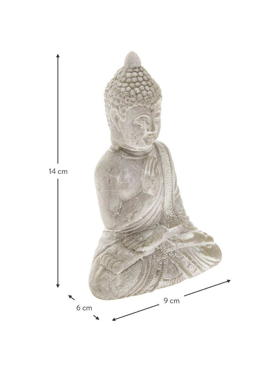 Decoratieve objectenset Buddha, 2-delig, Beton, Lichtgrijs, B 9 x H 14 cm