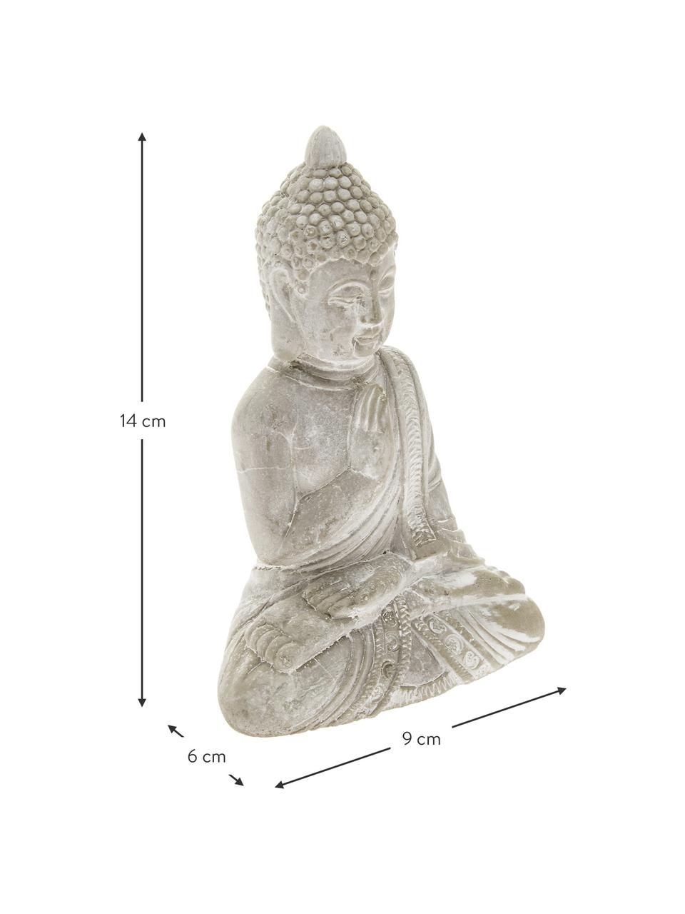 Dekorace Buddha, 2 ks, Beton, Světle šedá, Š 9 cm, V 14 cm