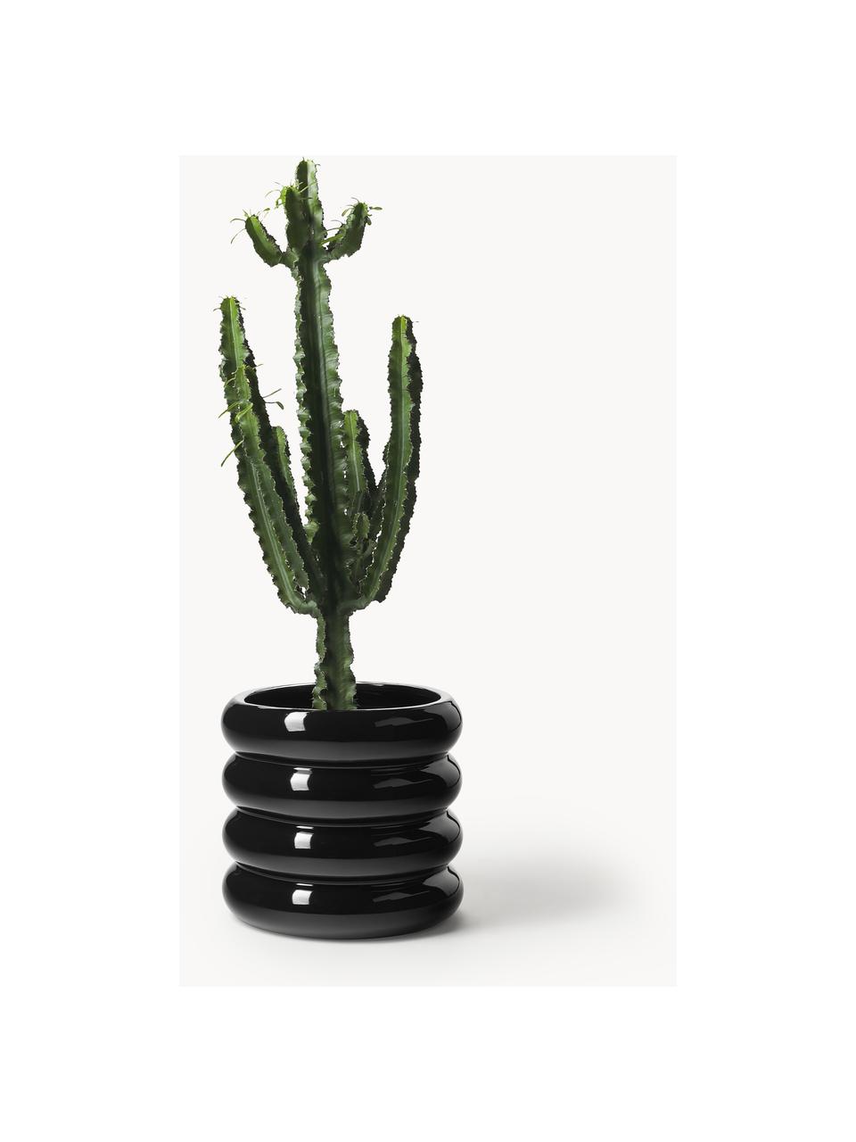Portavaso in gres Rudi, Gres, Nero lucido, Ø 32 x Alt. 30 cm