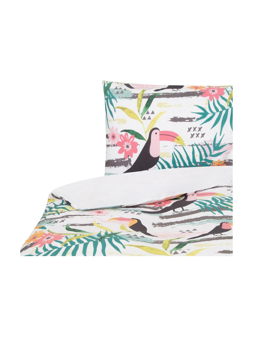 Funda nórdica doble cara Toucan, Algodón
El algodón da una sensación agradable y suave en la piel, absorbe bien la humedad y es adecuado para personas alérgicas, Blanco, multicolor, Cama 90 cm (160 x 220 cm)