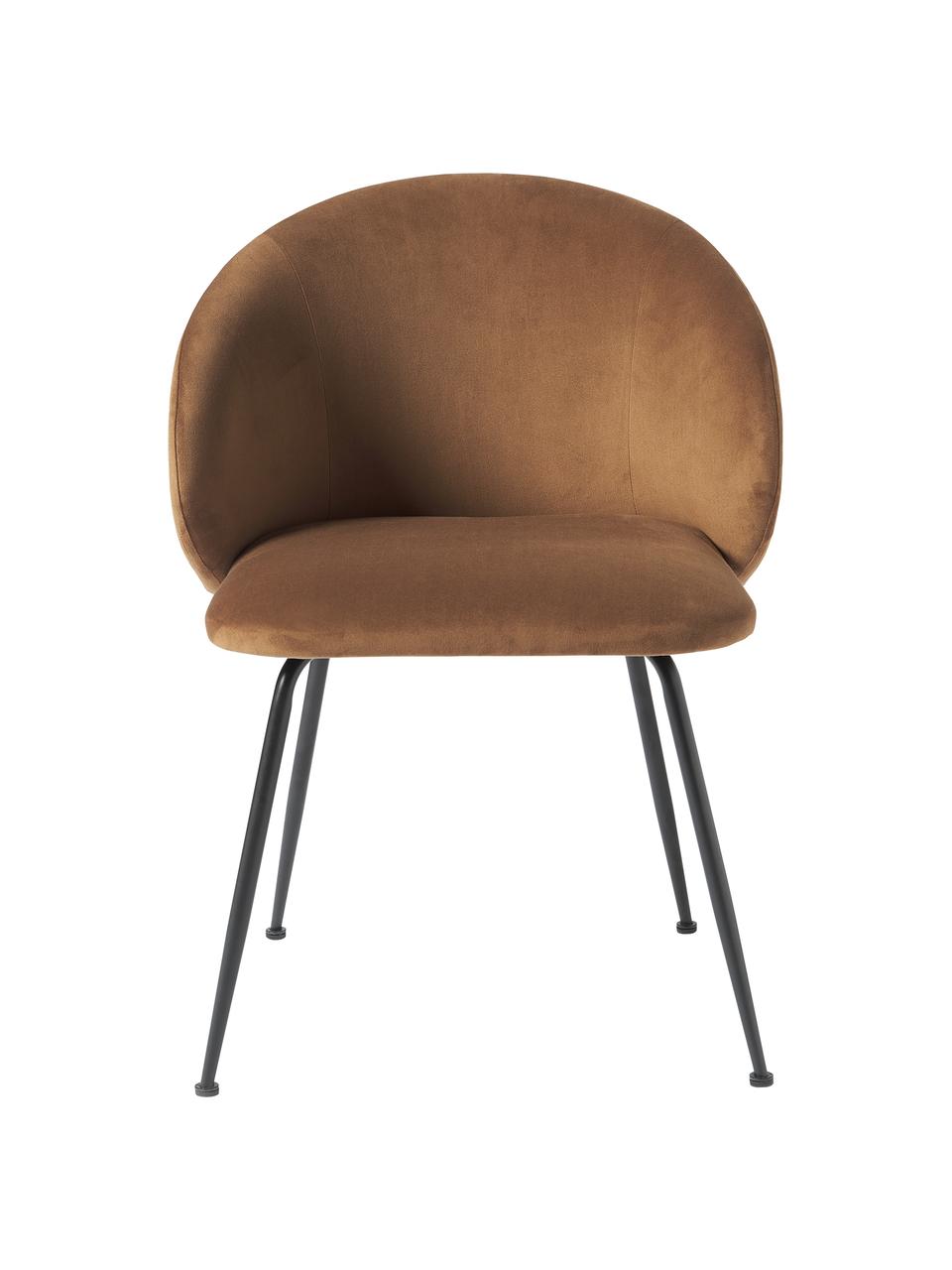 Stolička so zamatovým čalúnením Luisa, 2 ks, Zamatová hnedá, čierna, Š 59 x H 58 cm