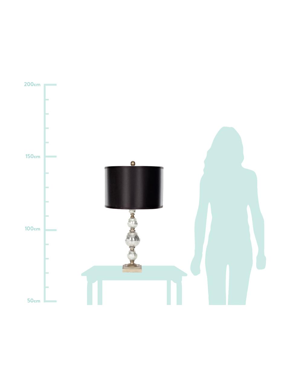Lampada da tavolo Balls 2 pz, Paralume: tessuto (rivestimento in , Base della lampada: vetro, Nero, argento, Ø 35 x Alt. 75 cm