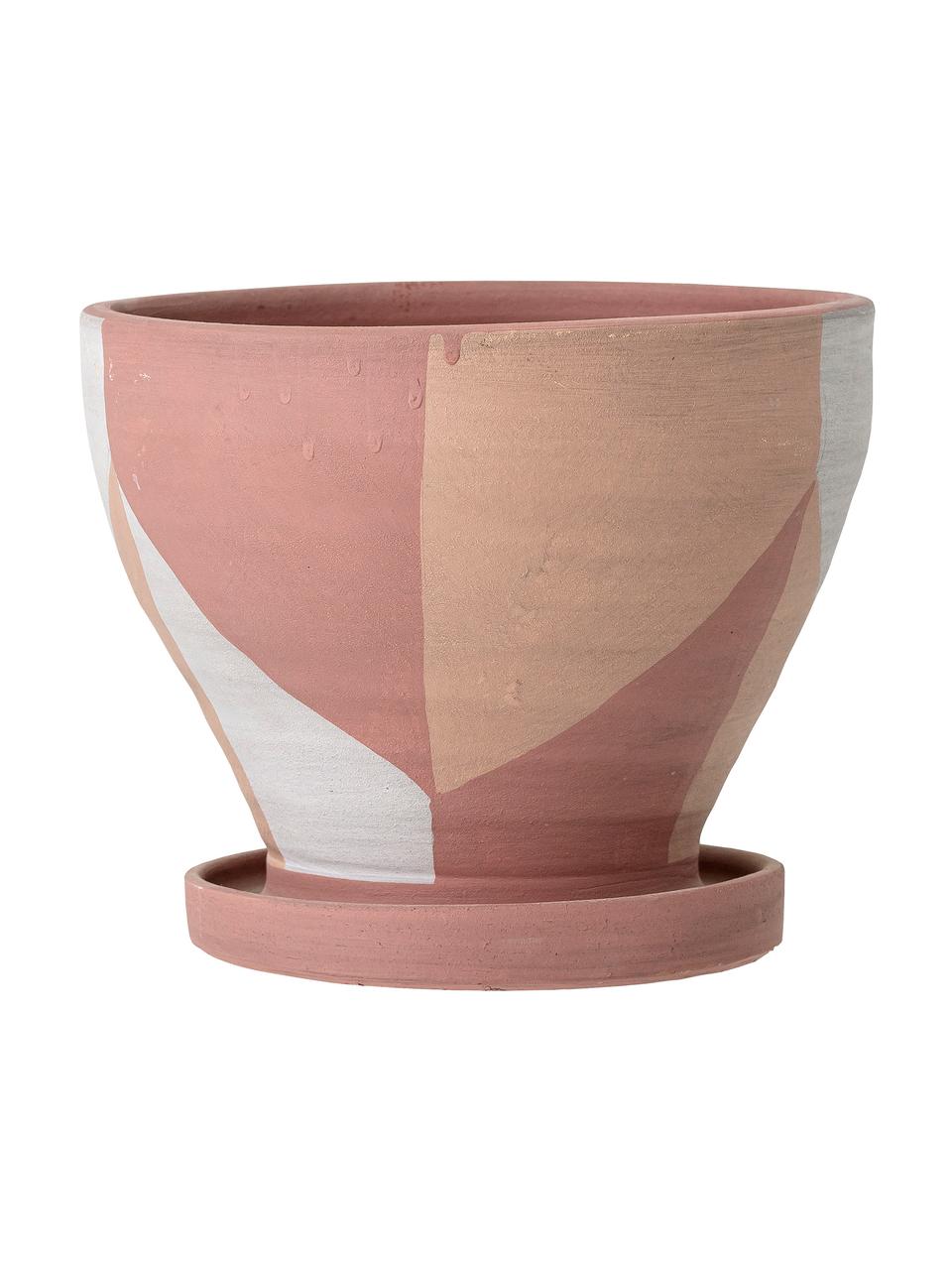 Plantenpot Abonoa van terracotta, Terracottarood, Roze, zalmkleurig, gebroken wit, Ø 18 x H 16 cm