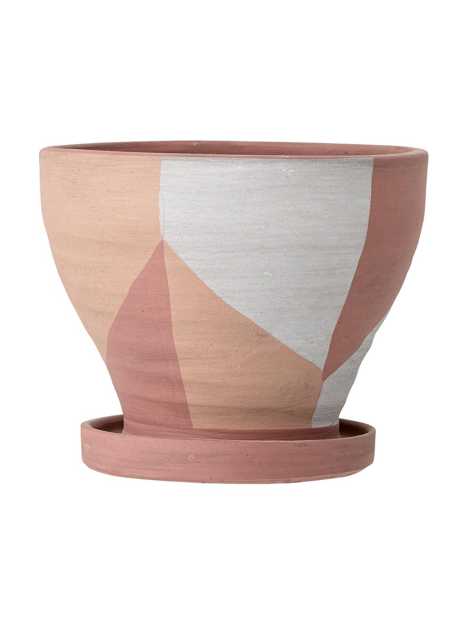 Plantenpot Abonoa van terracotta, Terracottarood, Roze, zalmkleurig, gebroken wit, Ø 18 x H 16 cm