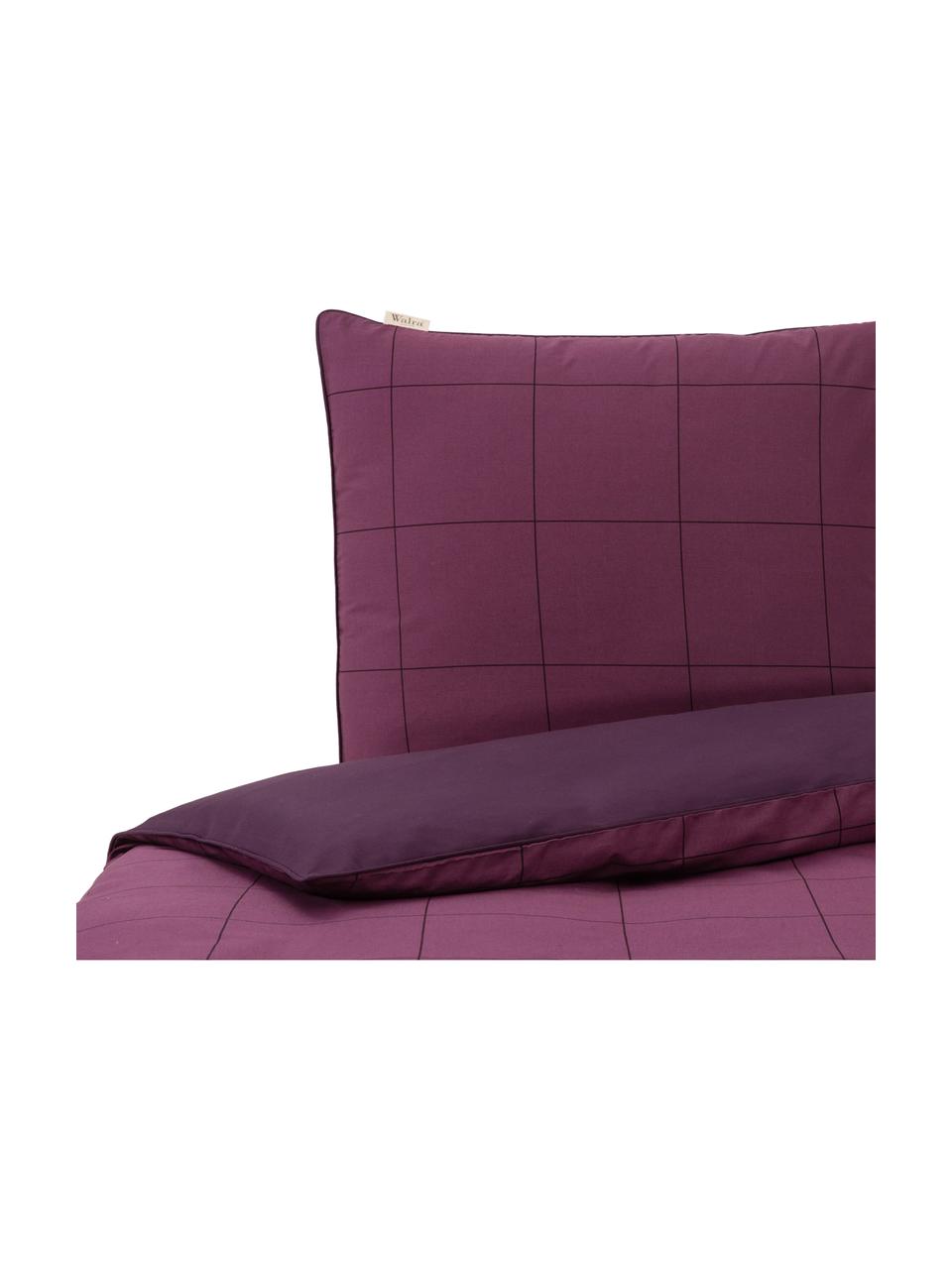 Dubbelzijdig renforcé dekbedovertrek Square Feet, Weeftechniek: renforcé, Bovenzijde: lila, violet. Onderzijde en bies: violet, 240 x 220 cm + 2 kussenhoezen 60 x 70 cm